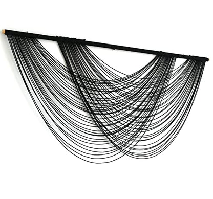 Flber Macrame Wall Hanging Black Boho Wall Decor Large Boho Yarn Tapestry Living Room Bedroom Home Wall Decor 57" W x27 L