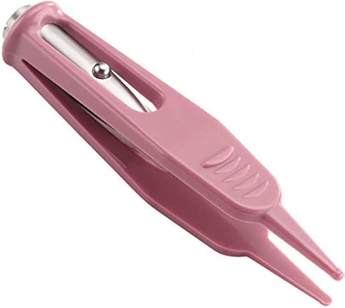 Infant Nose Cleaning Tweezer with LED Light Round-Head Safe and Effective Clip Care Ear Nose Navel Clean Tool Nipper Plier Pincet Forceps for Relieves Stuffy Nose