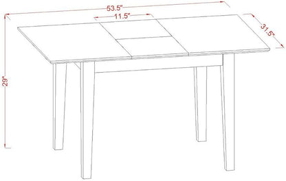 East West Furniture NODA5-MAH-C 5 Piece Dining Table Set for 4 Includes a Rectangle Kitchen Table with Butterfly Leaf and 4 Linen Fabric Kitchen Dining Chairs, 32x54 Inch, Mahogany