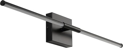 JONATHAN Y 28" Black Modern Dimmable Integrated LED Wall Sconce, Minimalist Adjustable Metal Vanity Light for Bathroom Mirror, Bedroom, Hallway, 3000K, ETL Listed (JYL7041C)