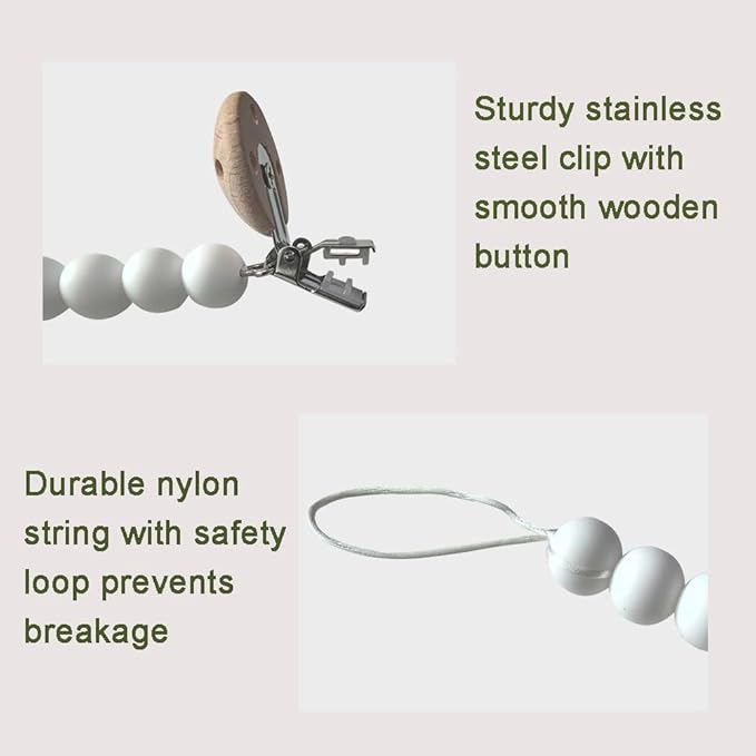 Silicone Pacifier Clip Holder for Baby, Fits Most Pacifier Styles, BPA-Free, 2 Pack (Peach & Pink)