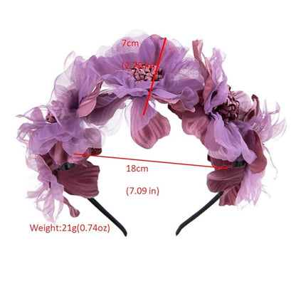 Bethynas Baby Girls Flower Cluster Headband Soft Lace Cloth Floral Head Wear for Wedding Party Cute Flower Hair Band for Toddlers Flower Girls (Purple)
