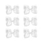 6 PCS 3" Grosgrain Ribbon Hair Bows - Alligator Clips for Toddlers in Solid Color (White)