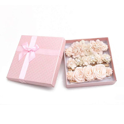 Baby Girl Nylon Headbands Flower Hair Bows Accessories-Elastic Hair Band Crown Handmade FLoral Wraps Birthday Gifts for Girls Newborn Infant Toddler 3Pcs