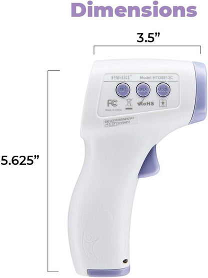 HoMedics Non-Contact Infrared Forehead Thermometer, Clinically Proven Fast Accurate Results, High-Fever Alert with 4-in-1 Readings