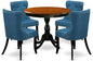 East West Furniture AMSI5-BCH-21 5 Piece Dining Room Furniture Set Includes a Round Kitchen Table with Pedestal and 4 Blue Linen Fabric Parsons Dining Chairs, 36x36 Inch, Black & Cherry