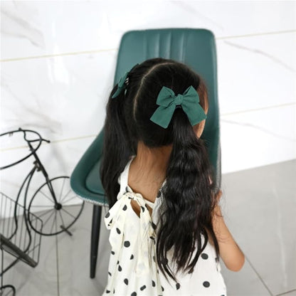 Cute Bow Hair Clips for Baby Girl Kids Pigtail Bangs 3.2" Sailor Bows Alligator Clip Hair Accessories (Green/Red/Pink)