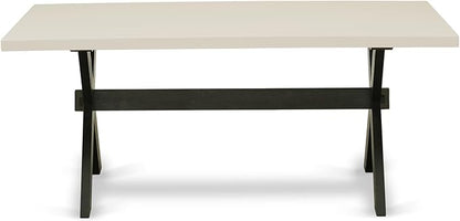 East West Furniture X627MZ650-6 6 Piece Dining Table Set Contains a Rectangle Kitchen Table and 4 Dark Gotham Grey Linen Fabric Parson Chairs with a Bench, 40x72 Inch, Multi-Color