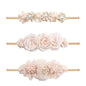 Baby Girl Nylon Headbands Flower Hair Bows Accessories-Elastic Hair Band Crown Handmade FLoral Wraps Birthday Gifts for Girls Newborn Infant Toddler 3Pcs