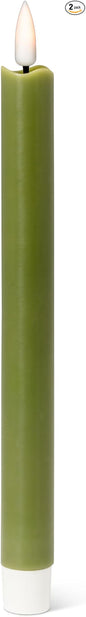 Abbott Collection Wax LED Flameless Taper Candle. Set of 2 - Green (9.5" H)