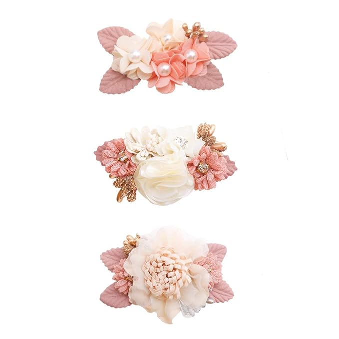 Flower Hair Clips Set-Cherrboll 3pcs Floral Hair Bow Accessories for Baby Girl Toddles Teen Gifts