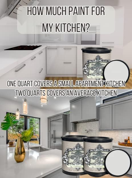 ALL-IN-ONE Paint, Durable cabinet and furniture paint. Built in primer and top coat, no sanding needed. Includes our 30 featured color card - Simply Sage (gray green), Quart