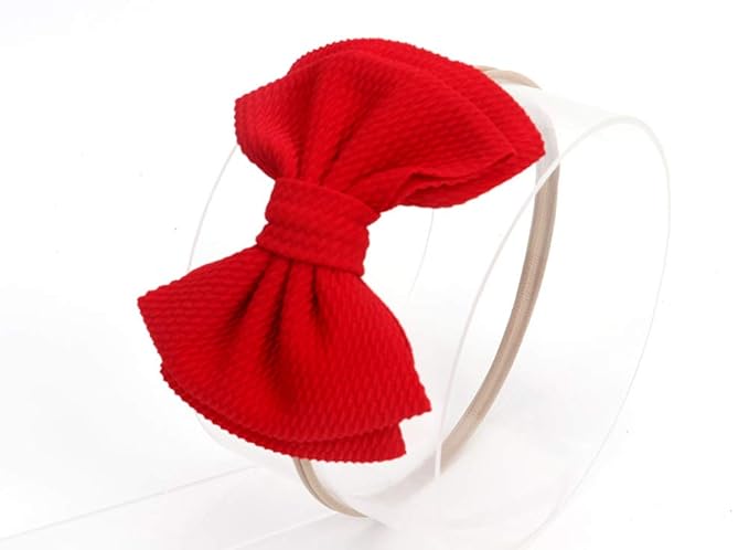 Baby Girl's 5 Inches Soft Double Bow-knot Nylon Headband Toddler Headdress for Photography Party Festivals (Red)