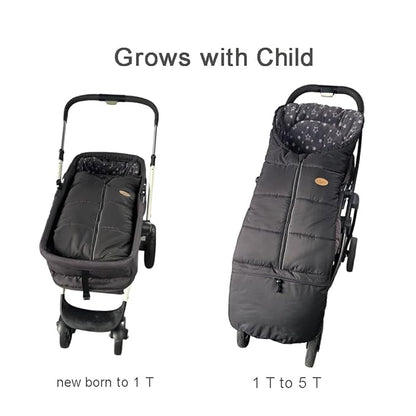 CozyMe Stroller Cover for Winter with Length Extension from Newborn to 5T,Anti-Slip and Water_Resistant Cozy Stroller Blanket,Infant Bassinet Bunting Bag, Anti-Kick Stroller Footmuff for Toddler