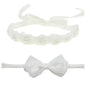 Baby Girl White Lace Tieback Flower Halo Crown and Small Bow Headbands Newborn Gift Sets