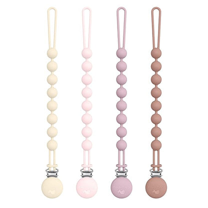 Cuddle Campus Silicone Pacifier Clip Holder with One Piece Design,Soft Flexible Binky Clips with Texture for Baby Boy and Girl Pack of 4 (0-6m)