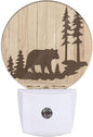 Bear Night Lights Plug into Wall Wildlife Cute Brown Bear Trees Woods Silhouette Night Light Dusk to Dawn Sensor LED Lighting for Bedroom Bathroom Living Room