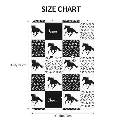 Personalized Running Horses Baby Car Seat Canopy for Babies with Name, Custom Horseshoes Car Seat Covers for Boys Girls, Peekaboo Opening Minky Nursing Cover Infant Car Seat Canopies for Newborn