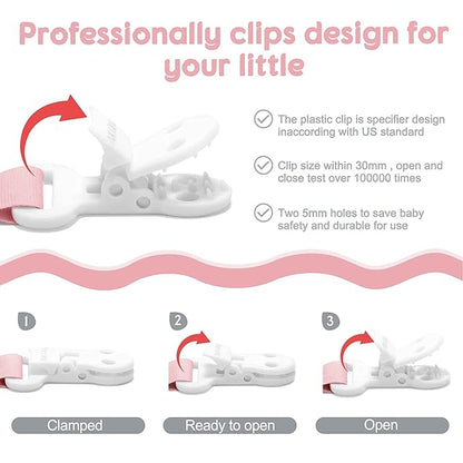 TYRY.HU Pacifier Clip for Baby Girls, 2 Pack Neutral Pacifier Holder Clip for Boys, Soft Webbing Soothie Stuffed Animal Binky Clips Fit All Pacifiers, Cute Baby Birthday Christmas Gift (Koala, Fox)