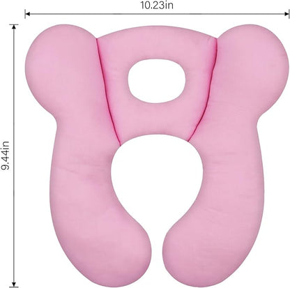 Baby Travel Pillow, Upgrade U-Shape Infant Pillow for Car Seat Pushchair and Stroller, Soft Comfortable Sleep Cushion for Kids Newborn and Toddler -Pink