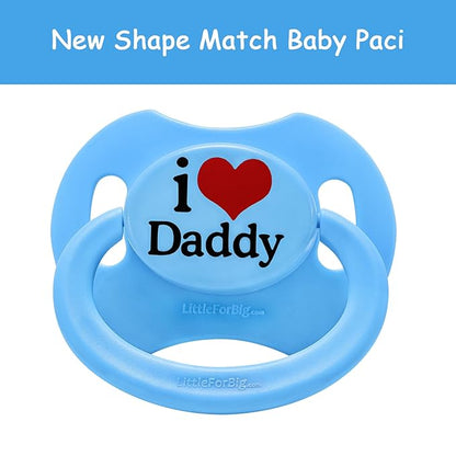 LittleForBig Bigshield Gen-II Adult Sized Printed Pacifier I Love Daddy Pattern Blue