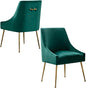 Velvet Dining Chairs Set of 2, Furniture Collection Modern Contemporary Upholstered with Polished Gold Metal Legs(Green)
