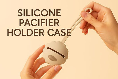 Sweetie Silicone Pacifier Holder Case, Pacifier Container Fits Pacifiers & Pacifier Clip, Portable for Travel Outdoor Activities, Sun Flower, Lion Shape, 1 Piece (Brown)