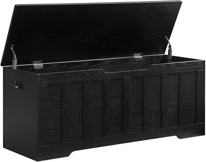 47.2" Storage Chest Extra Large,Storage Trunk with 2 Safety Hinges,Wooden Storage Bench,Shoe Bench,47.2x15.7x19.1 Inch,Easy Assembly,Storage Bench for Bedroom,Living Room,entryway(Black).