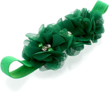 My Lello Flower Headbands Baby - Girls - Toddler Fabric Beaded Stretchy Elastic Pair
