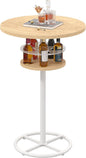 VECELO 36” High Top Bar Table, Sturdy Frame with Metal Base for Cocktail, Pub, Easy Assembly, Oak