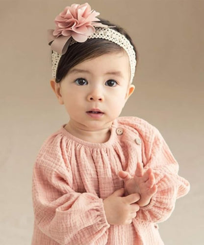 Denifery Baby Girls Cute Headband Elastic Lace Hair Band Pink Flower Headband Hair Accessories
