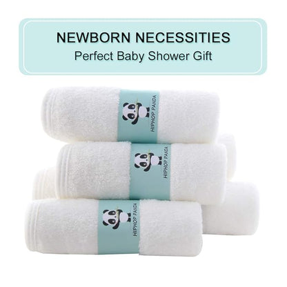 HIPHOP PANDA Baby Washcloths, Rayon Made from Bamboo - 2 Layer Ultra Soft Absorbent Newborn Bath Face Towel - Reusable Baby Wipes for Delicate Skin - White, 30 Pack