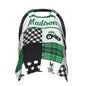 Personalized Baby Car Seat Canopy for Babies with Name, Custom Farm Theme Green Car Seat Covers for Boys Girls, Opening Minky Nursing Breastfeeding Stroller Cover Carseat Canopies for Infant Newborn