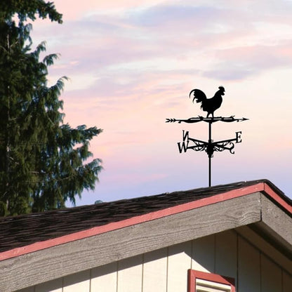 Black Stainless Steel Rooster Weathervane Roof Mount Iron Weather Vane Animal Wind Vane for Farmhouse Courtyard Garden Decor
