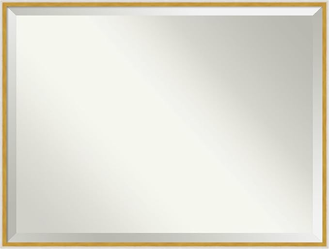 Amanti Art White Bathroom Mirror for Over Sink, 31x41 Paige White Gold Rectangle Vanity Mirror, X-Large Modern Contemporary Wood Frame, Hangs Horizonally and Vertically, Bathroom Wall Decor, Beveled
