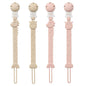 Pacifier Clips for Baby Boys Girls, One-Piece Silicone Pacifier Holder Strap 4 Pack, Binky Paci Clips Animal Rainbow Design, Lightweight Break-Resistant, Dishwasher Safe-Ivory+Blush