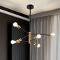SineRise Modern Sputnik Chandelier Light Fixture, 6-Light Chandelier Ceiling Light Fixture Black and Gold Mid Century Chandelier Height Adjustable for Kitchen, Living Room, Bedroom, Hallway and Foyer