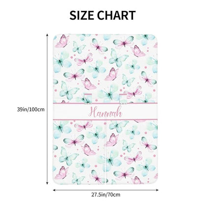 Custom Baby Car Seat Canopy for Babies with Name, Personalized Stroller Car Seat Covers for Girls, Butterfly Minky Nursing Carseat Cover for Breastfeeding, Car Seat Canopies for Newborn