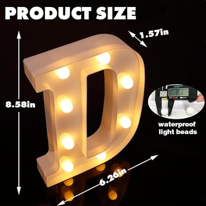 DyingSwan Small Led Marquee Letters, Light Up Letters, 8.58 Inch Led Letter Lights, Battery Powered Lighted Sign for Table, Party, Birthday, Christmas Decor (Letter D)