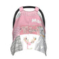 Personalized Baby Car Seat Canopy for Babies with Name, Custom Car Seat Covers for Girls, Infant Opening Minky Nursing Breastfeeding Stroller Cover Carseat Canopies for Newborn (Floral Deer Pink)