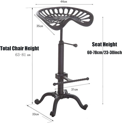 Industrial Bar Stool-Swivel Tractor Seat-Kitchen Dining Counter Chair-Extra Pub Height- Adjustable 24.8-31"-Iron Cast Design