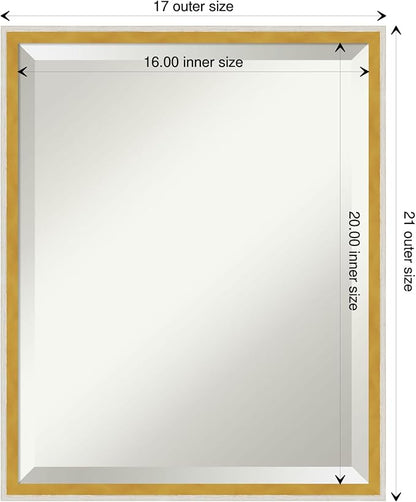 Amanti Art White Bathroom Mirror for Over Sink, 21x17 Paige White Gold Rectangle Vanity Mirror, Small Modern Contemporary Wood Frame, Hangs Horizonally and Vertically, Bathroom Wall Decor, Beveled