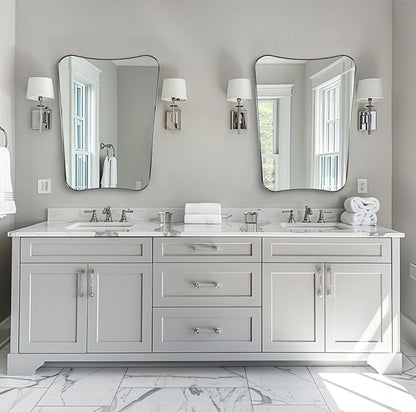 ANDY STAR Chrome Mirror for Bathroom, 22x30 Inch Asymmetrical Mirror, Polished Chrome Bathroom Vanity Mirror with Rust-Proof Stainless Steel 1’’ Frame, Unique Shape for Home Remodel