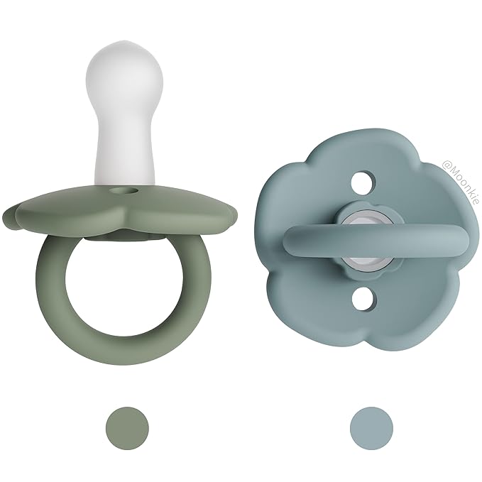 Moonkie Pacifiers Set of 2 | One-Piece Design Baby Pacifier with Large Air Holes | BPA-Free Silicone | Safe for Babies 6 Months+