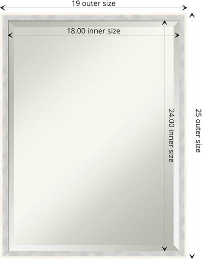 Amanti Art White Bathroom Mirror for Over Sink, 25x19 Paige White Silver Rectangle Vanity Mirror, Medium Modern Contemporary Wood Frame, Hangs Horizonally and Vertically, Bathroom Wall Decor, Beveled