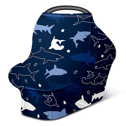 Baby Car Seat Stroller Covers Sharks Nursing Cover Breastfeeding Scarf Soft Breathable Stretchy Infant Car Canopy Coverage Carseat Cover for Boys and Girls Multi Use