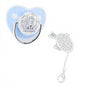 Personalized Bling Pacifier, Heart Shape Shinning Baby Pacifier, Rhinestone Crown Ultra Soft Silicone Infant Dummy Baby Soother Nipple for Baby Show New Born Gifts (Blue M)