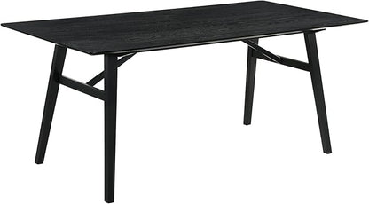 Armen Living Channell Mid Century Modern 5 Piece Black Wood Dining Table Set with Charcoal Fabric