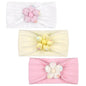 MIUXUESO 3 Piece Baby Girls Flower Headband, Florals Nylon Headband Soft Comfortable Elasticity Hairbands Baby Shower Newborn Essentials for Infant Toddlers (Yellow Pink White)