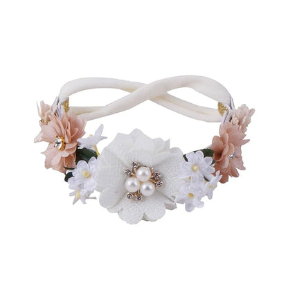 Flower Headband for Baby Girl Elastic Baby Floral Headbands Crown Hairbands Hair Accessories for Newborn Infant Toddlers Kids 3pcs/set